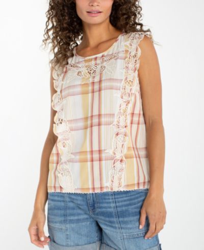 Liverpool Los Angeles Women's Plaid Crewneck Top