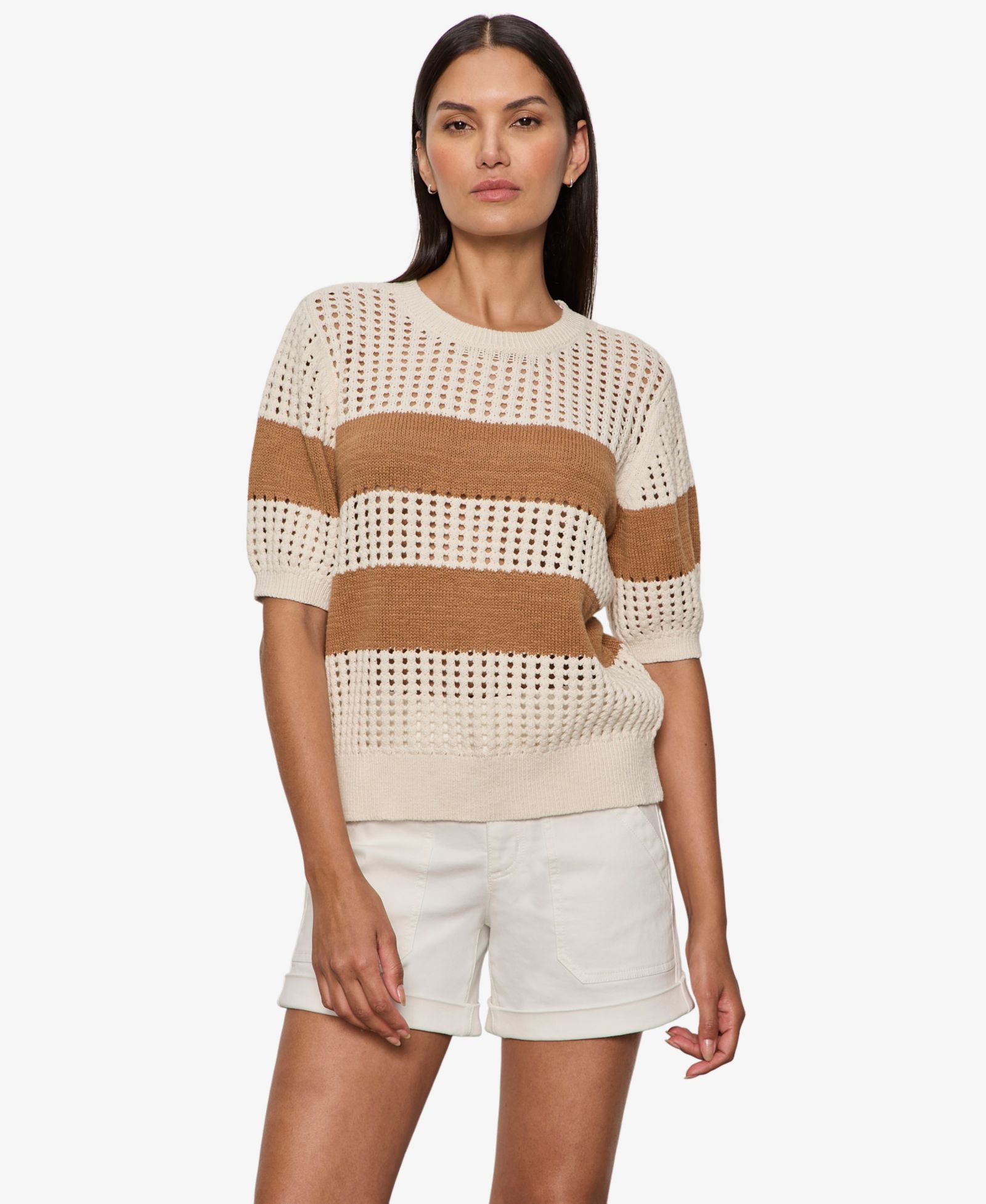 Женский хлопковый топ Sanctuary Beachside Openwork Crewneck