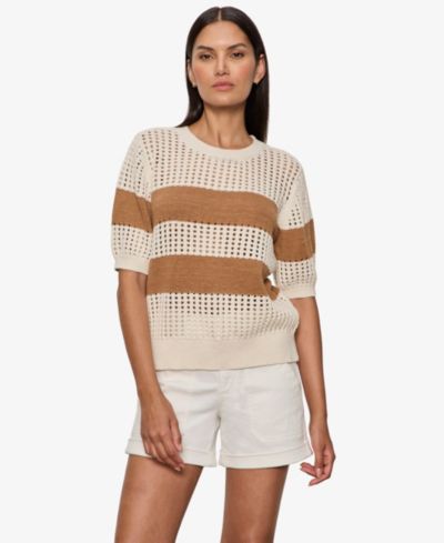 Женский хлопковый топ Sanctuary Beachside Openwork Crewneck