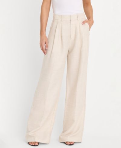 Good American Women's Linen Mid-Rise Wide-Leg Trousers Pants
