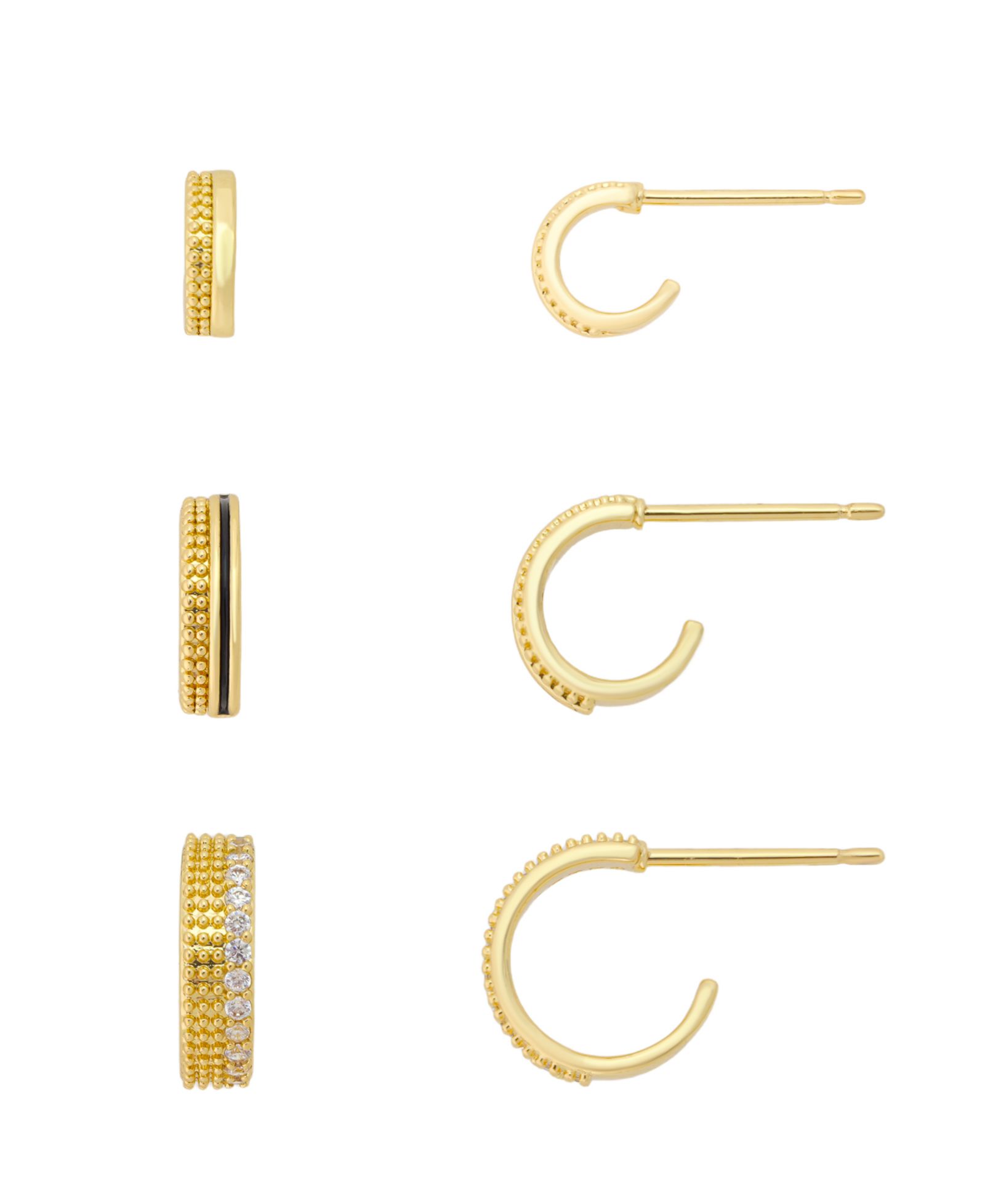 Набор серег-колец Unwritten Cubic Zirconia Gold-Tone Plated Trio Hoop