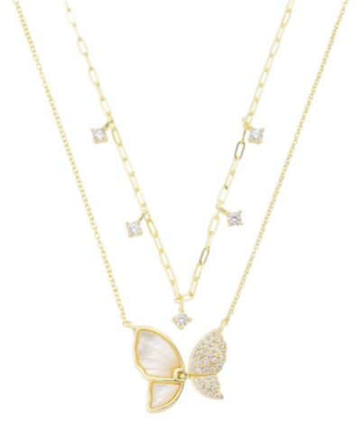Набор из двух колье Unwritten Imitation Mother of Pearl and Cubic Zirconia Butterfly Pendant Duo