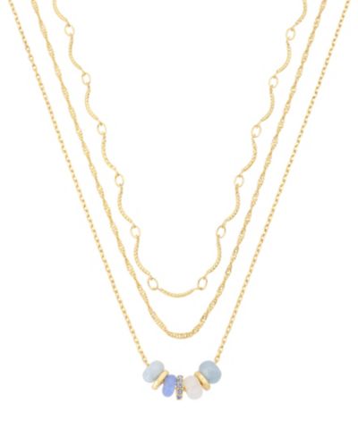 Комплект из 3 бусин Unwritten Crystal and Dyed Quartz Gold-Tone Plated Blue Rondelle Bead Trio Necklace