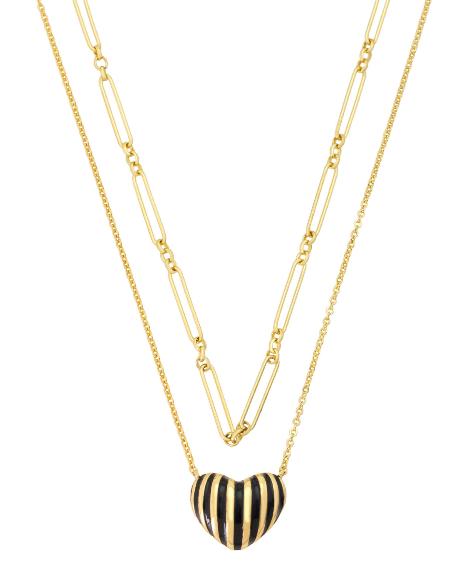 Набор из двух подвесок Unwritten Gold-Tone Plated Enamel Stripe Heart