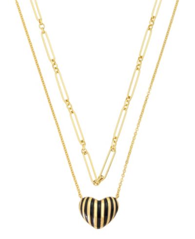 Набор из двух подвесок Unwritten Gold-Tone Plated Enamel Stripe Heart