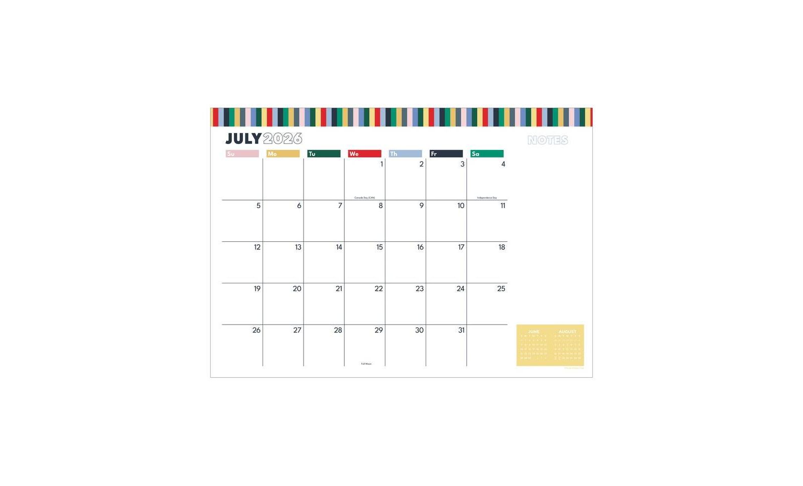 TF Publishing Paper Goods July 2026 - June 2027 Long Weekend Medium Desk Pad Monthly Blotter Calendar