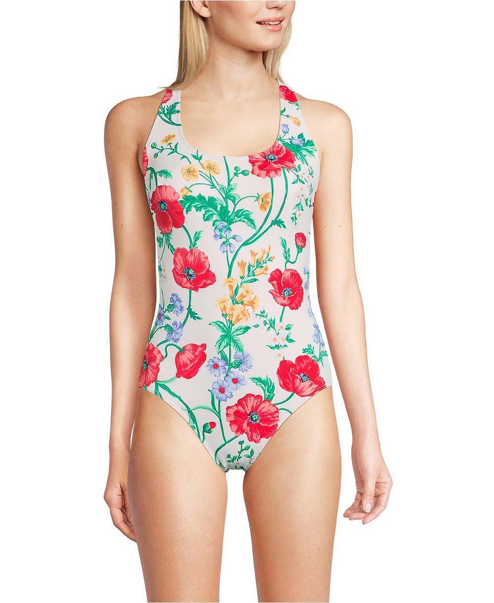Женский слитный купальник Lands' End Women's Long Torso Tugless X-Back One Piece Swimsuit