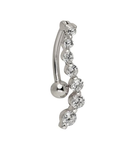 Curata Jewelry пирсинг для пупка S-shape из золота 14k с цирконием
