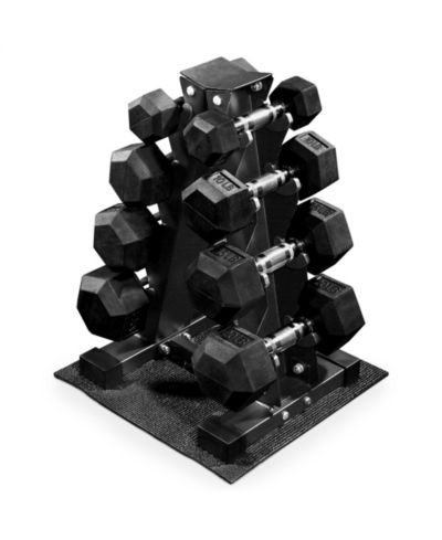Набор гантелей BalanceFrom Fitness со стойкой, резиновое покрытие, 100lb