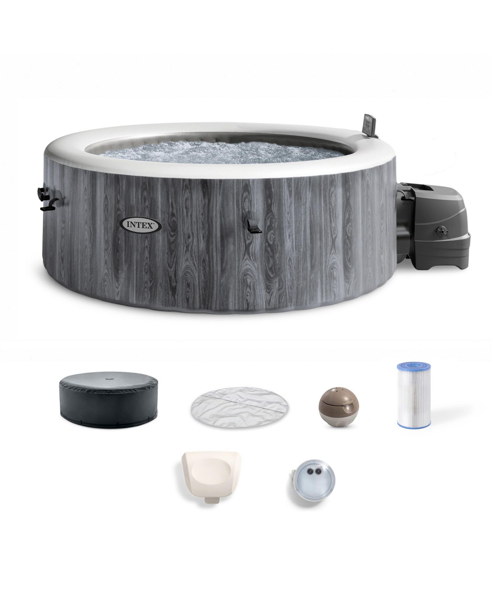 Intex PureSpa Deluxe Spa Set 140 Bubble Jet Hot Tub with Cover