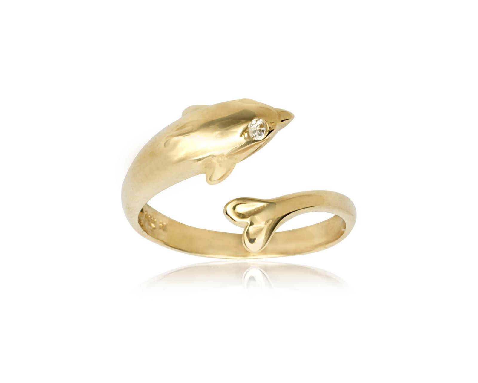 Curata Jewelry Solid 10K Gold Adjustable Nautical Dolphin Toe Ring