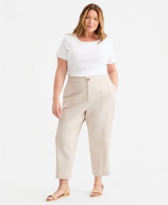 Укороченные зауженные брюки Style & Co Plus Size Side-Zip Cropped Tapered
