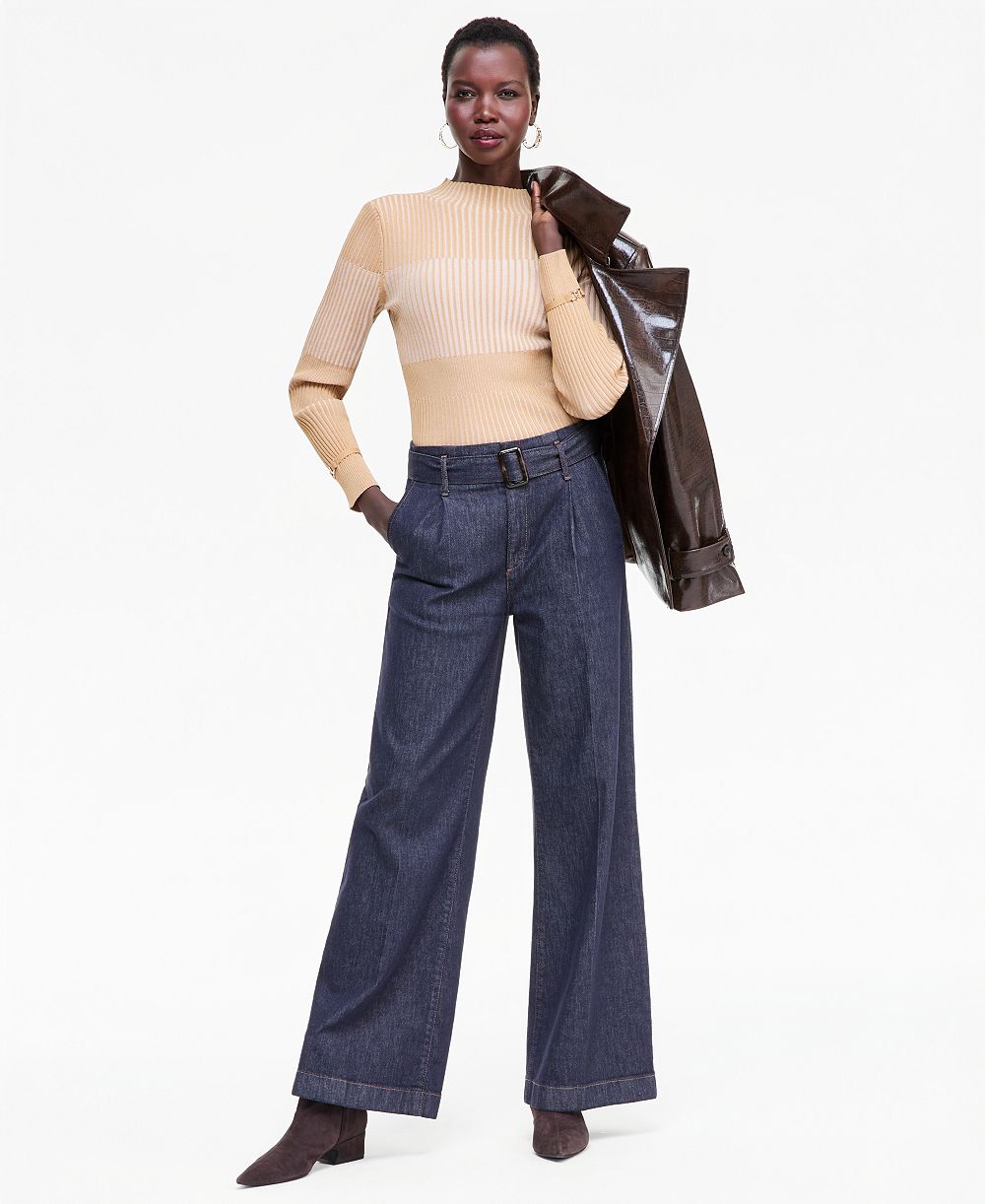 I.N.C. International Concepts Women's High-Rise Wide-Leg Belted Jeans, Macy's Exclusive