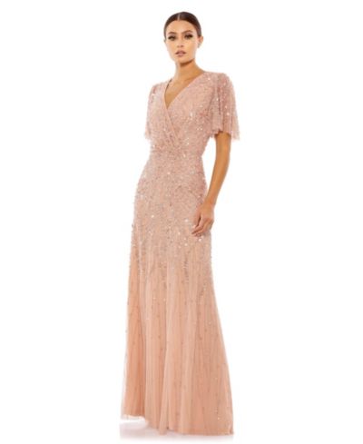 Вечернее платье Mac Duggal Petite с отделкой и расклешенными рукавами