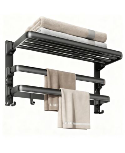 YIGII 24" Foldable Aluminum Towel Rack с 7 Hooks for Bathroom