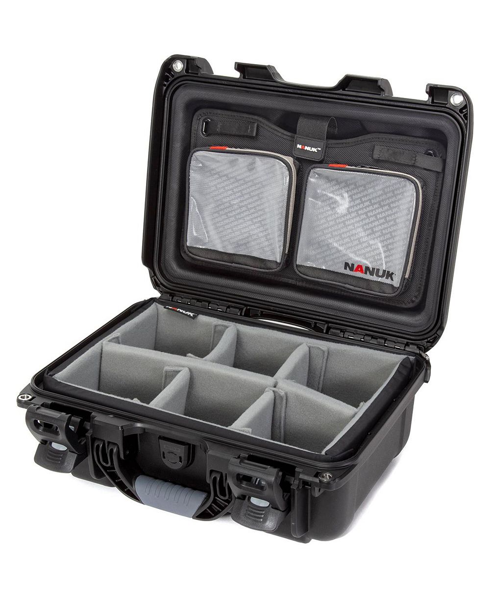 Nanuk 915 Waterproof Hard Case with 2-Pocket Lid Organizer and Padded Divider