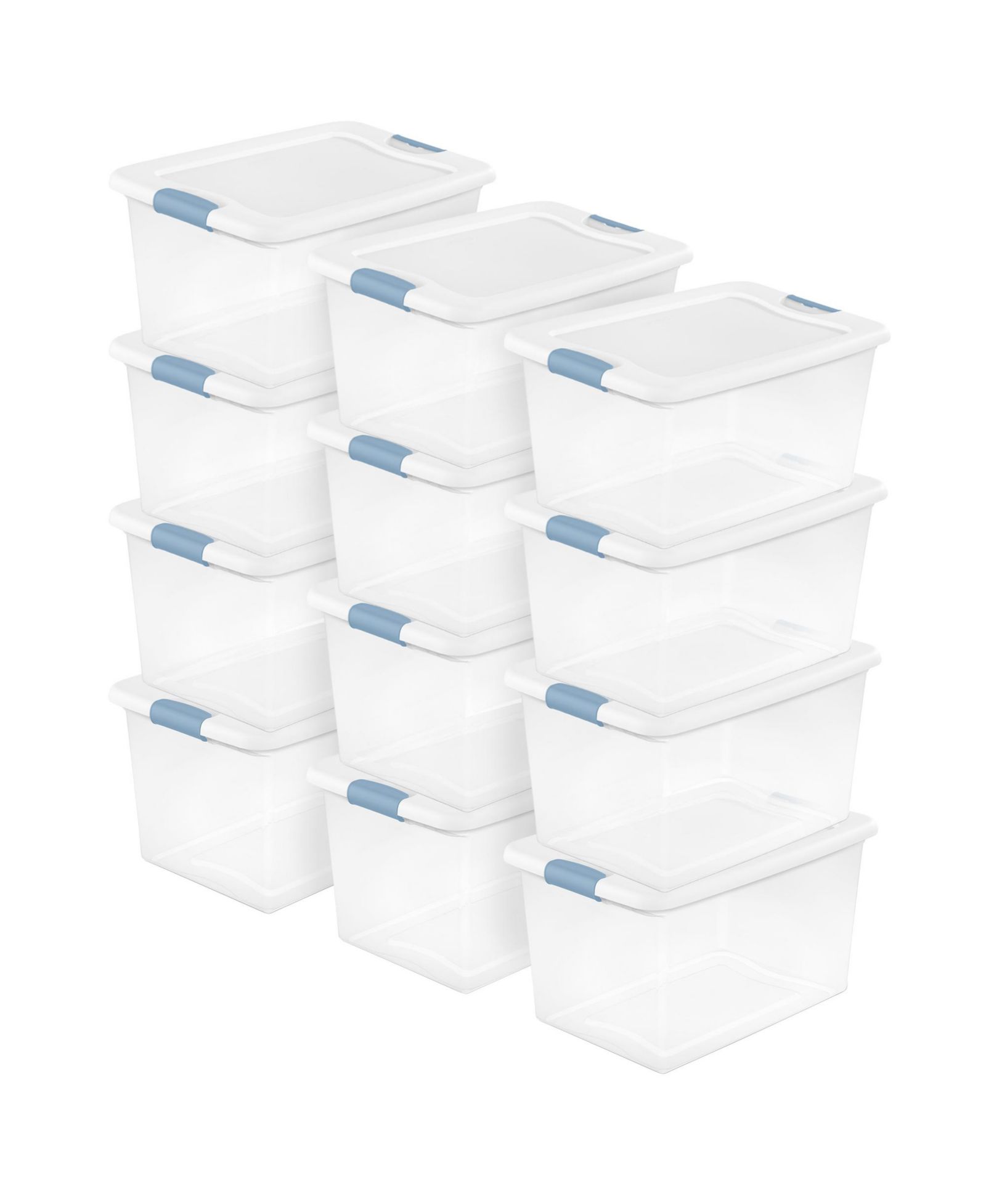 Sterilite 64Qt Latching Box Stackable Storage Container with Lid,  12 Pack