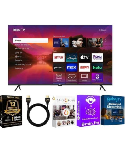 Roku 4K QLED Mini-LED Smart TV, Dolby Vision & Atmos, HDR Plus, Streaming Bundle UAX HDMI Cable & 12-Month CPS Protection Plan-55R6C7KIT1