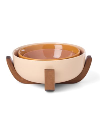 Oneida набор из 4 мисок Nesting Bowls с деревянной подставкой