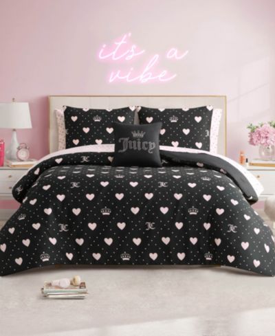 Комплект постельного белья Juicy Couture Hearts Diamond Bed in a Bag 8 предметов, комплект одеял, размер King