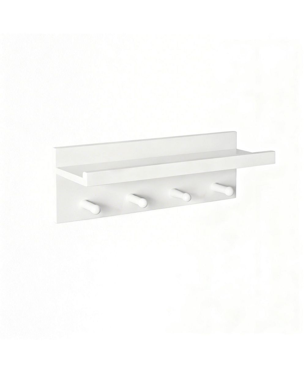 YIGII Solid Wood Wall Hook Shelf for Bathroom/Kitchen, Easy Install, Multi-Use