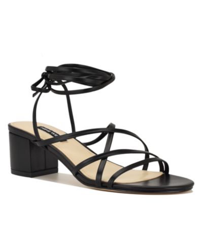 Nine West Women's Aloud Strappy Tie-Up Block Heel Dress Sandals