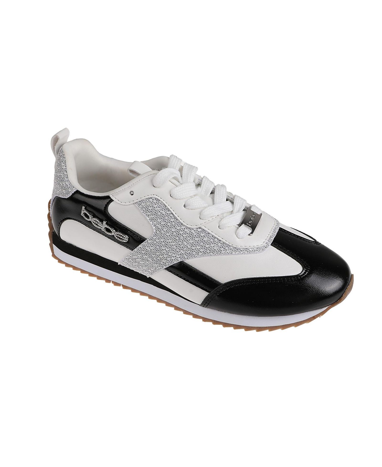 bebe Women's Sneaker with Lurex Upper and bebe Rhinestone Hardware
