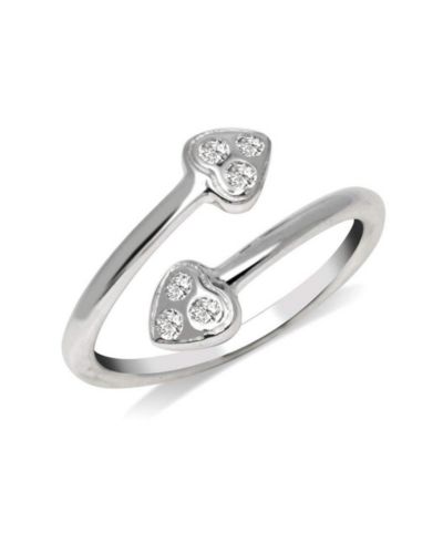 Curata Jewelry кольцо на палец с 10K Gold и фианитами в форме сердца