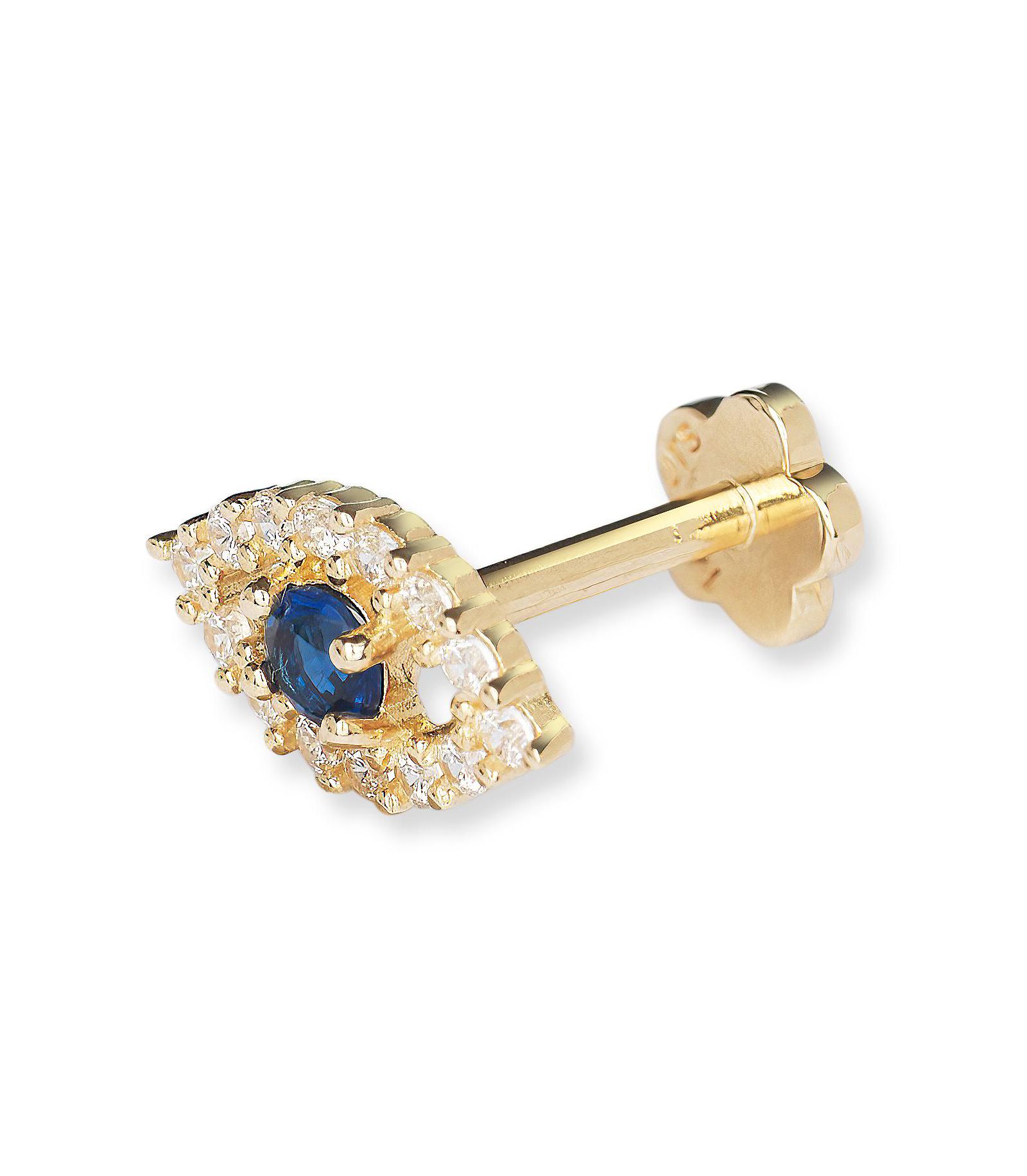 Серьга-лабрет Curata Jewelry 14k Yellow Gold с цирконием и глазом Фатимы