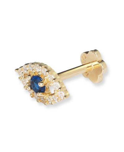 Серьга-лабрет Curata Jewelry 14k Yellow Gold с цирконием и глазом Фатимы