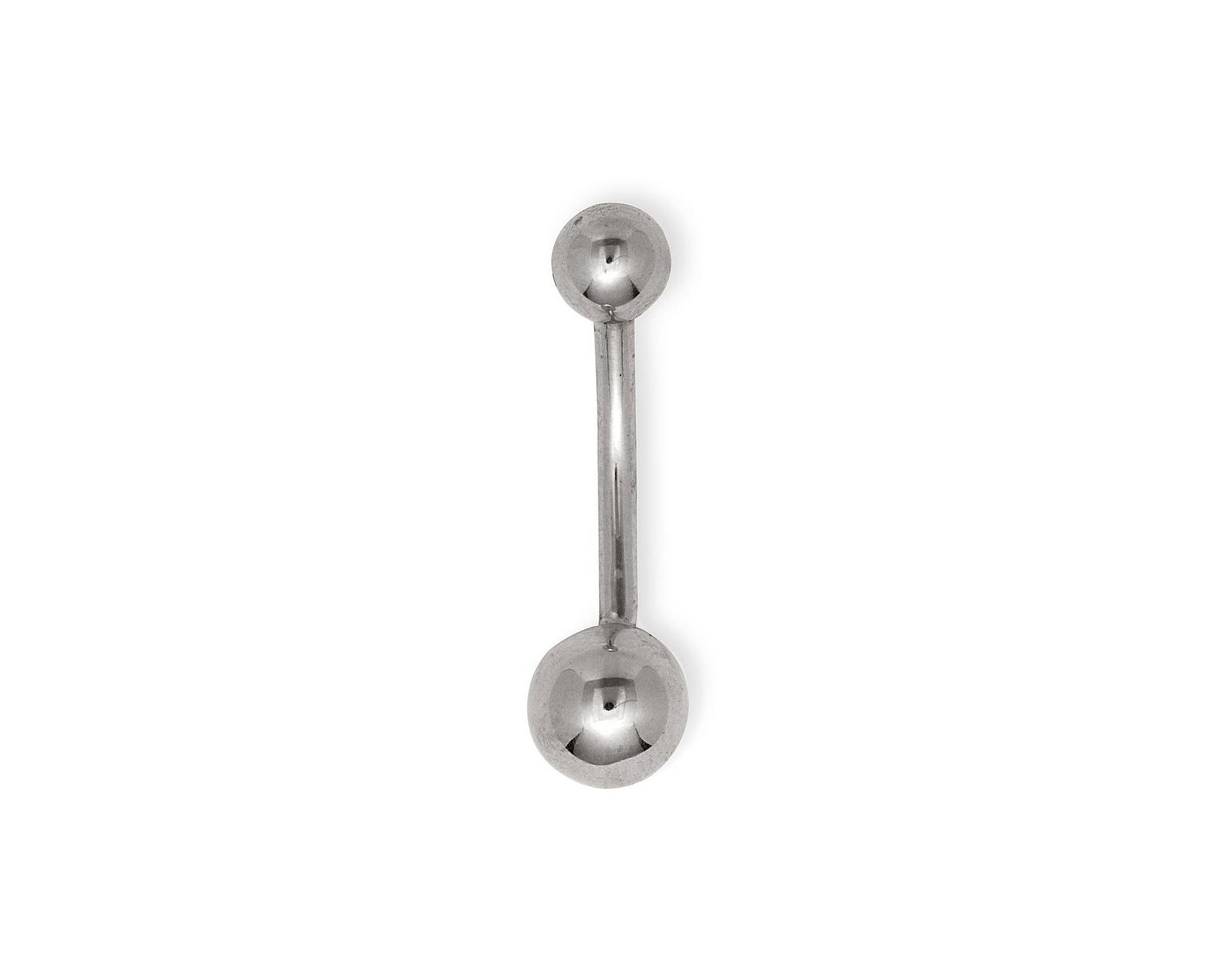 Curata Jewelry Solid 14k Yellow or White Gold 14G Curved Double Ball Button Navel Ring