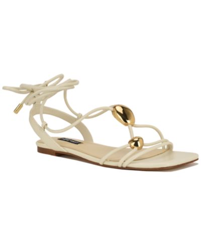 Nine West Women's Niraa Strappy Ornamented Flat Tie-Up Sandals