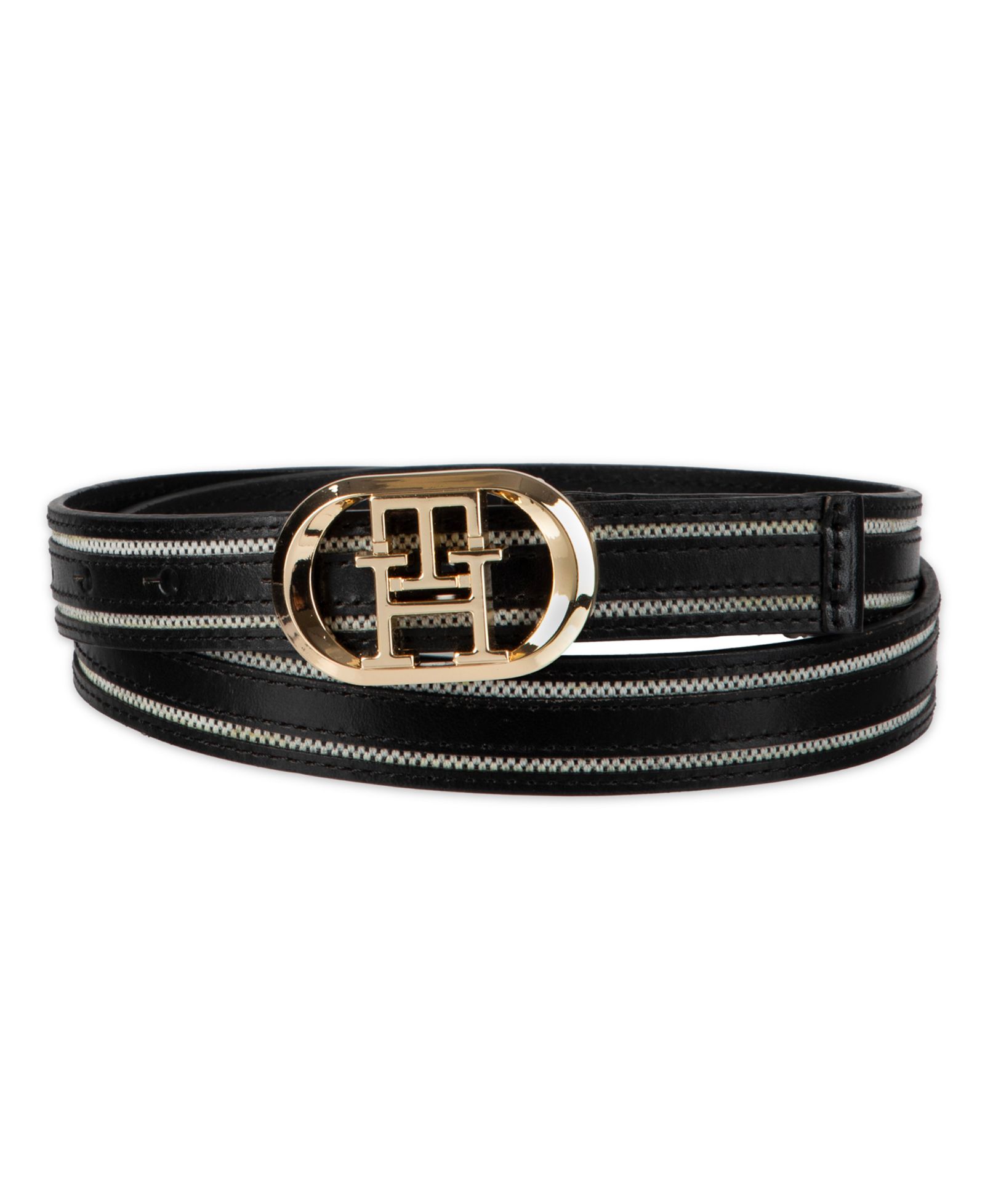 Tommy Hilfiger Women's Monogram Plaque Buckle Casual Belt