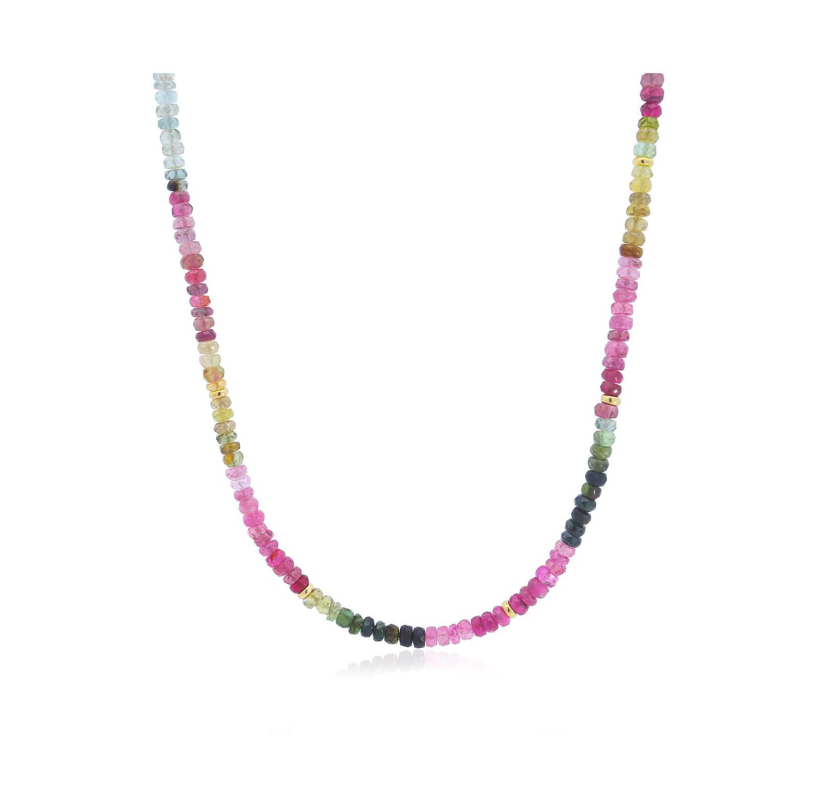 The Lovery Rainbow Tourmaline Bead Necklace 14K Gold