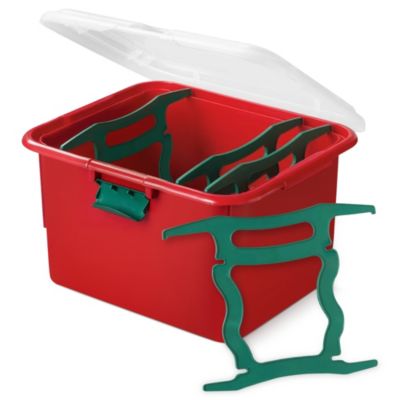 Homz Products Holiday Christmas Light Storage Box Bin with 4 Cord Wrap Organizers