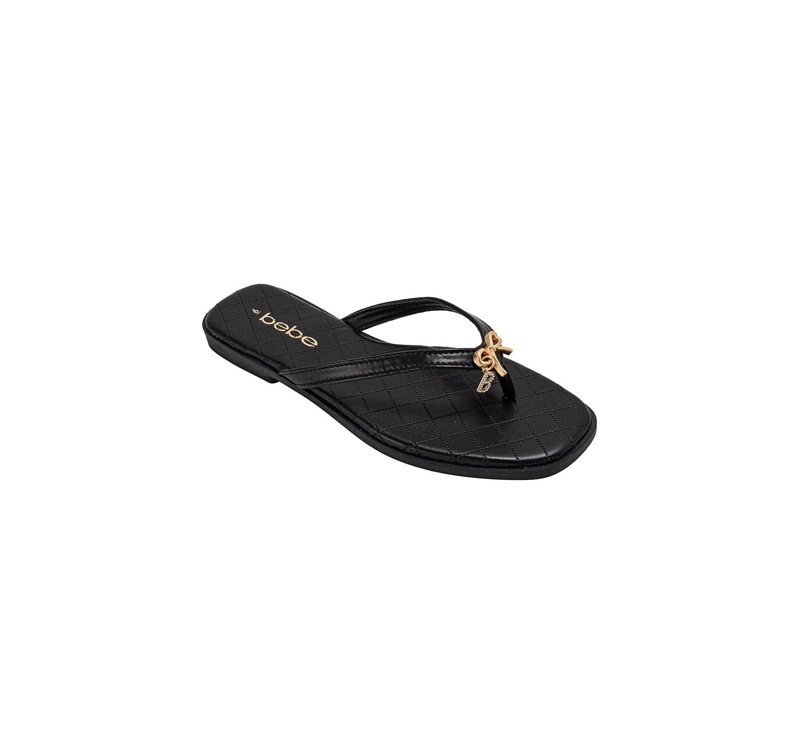 bebe Women's Bow Charm Flat Sandals