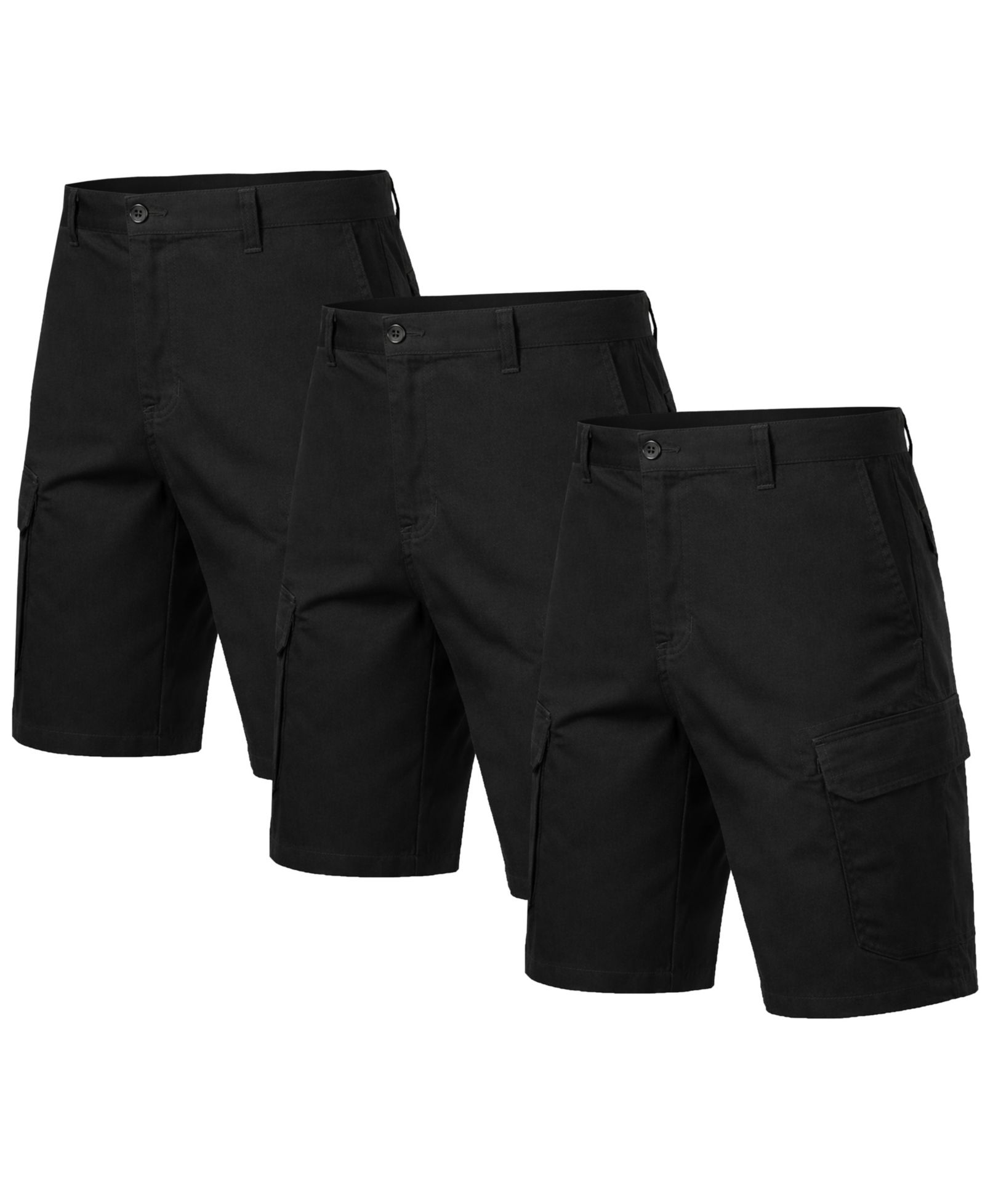 Blu Rock Men's Cotton Flex-Stretch Cargo Shorts-3 Pack