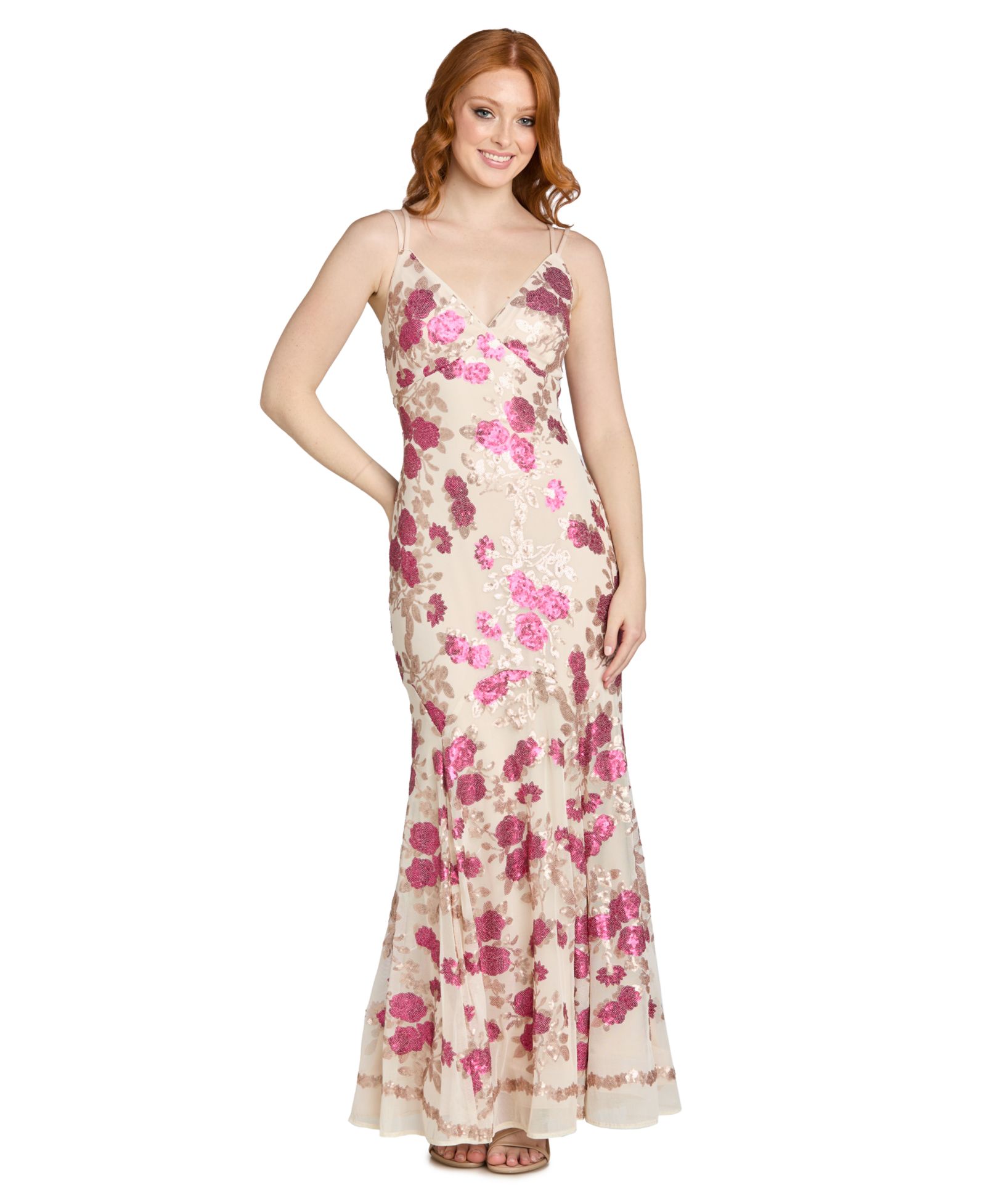 Детское вечернее платье Morgan & Company Floral Beaded Long Gown
