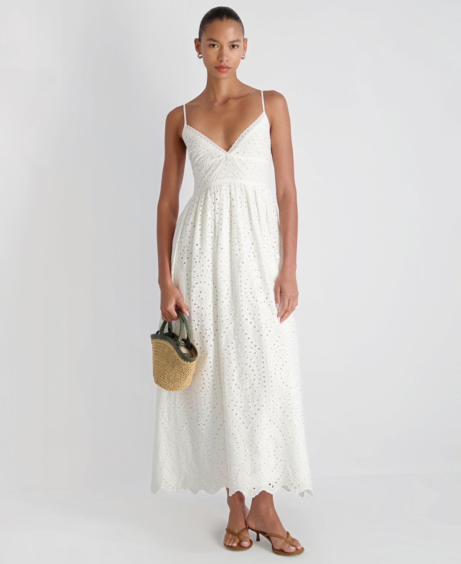 Женское макси-платье French Connection V-Neck Trini с отделкой Eyelet