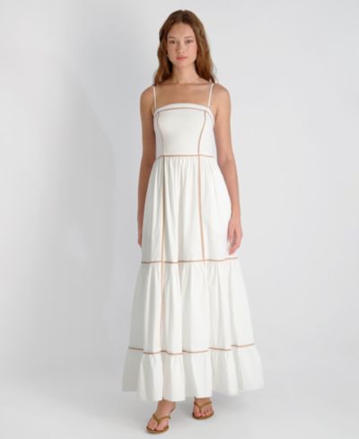 French Connection Women's Square-Neck Cambria Contrast Trim Maxi Dress