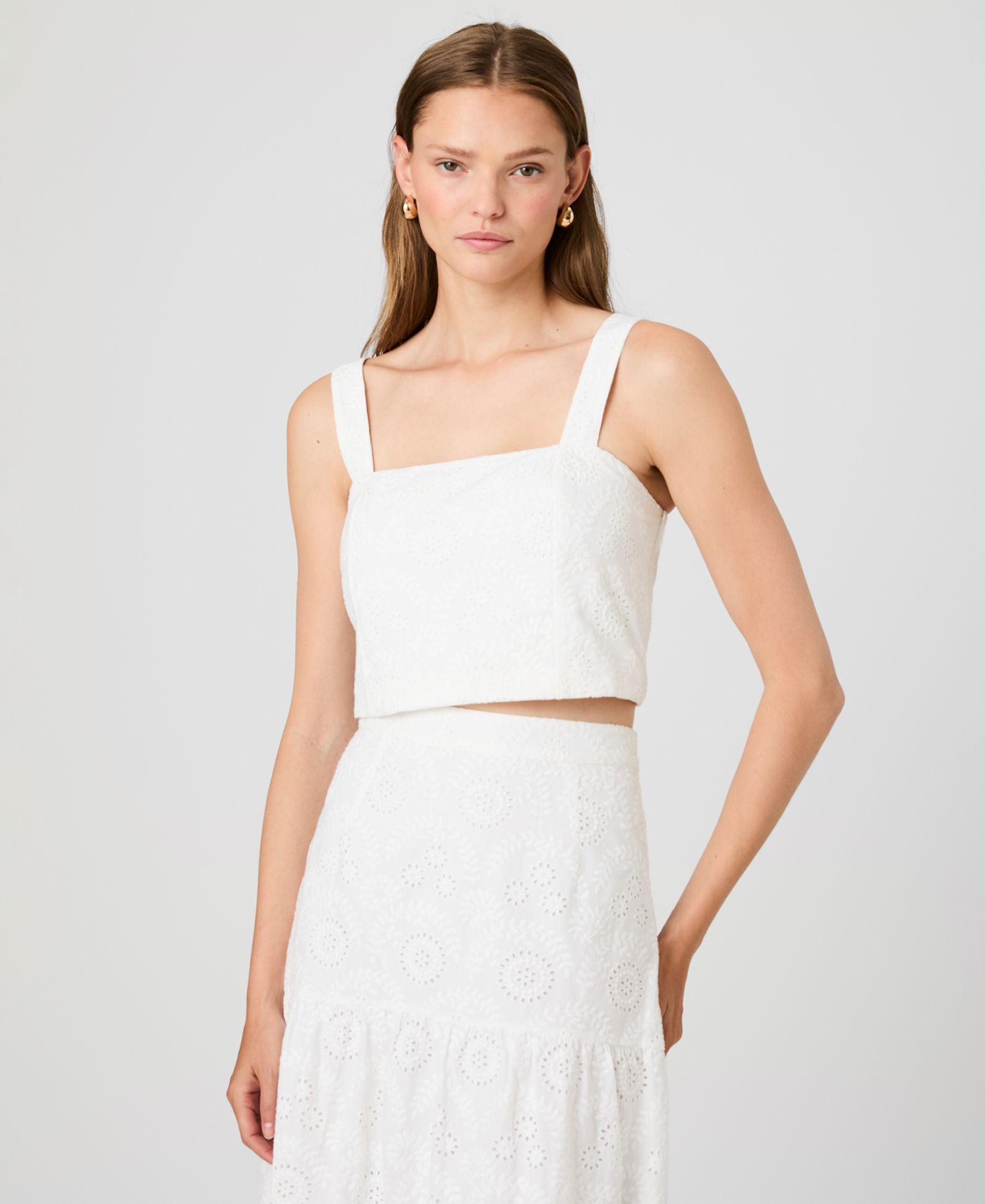 Женский кроп-топ French Connection Square-Neck Floral Eyelet