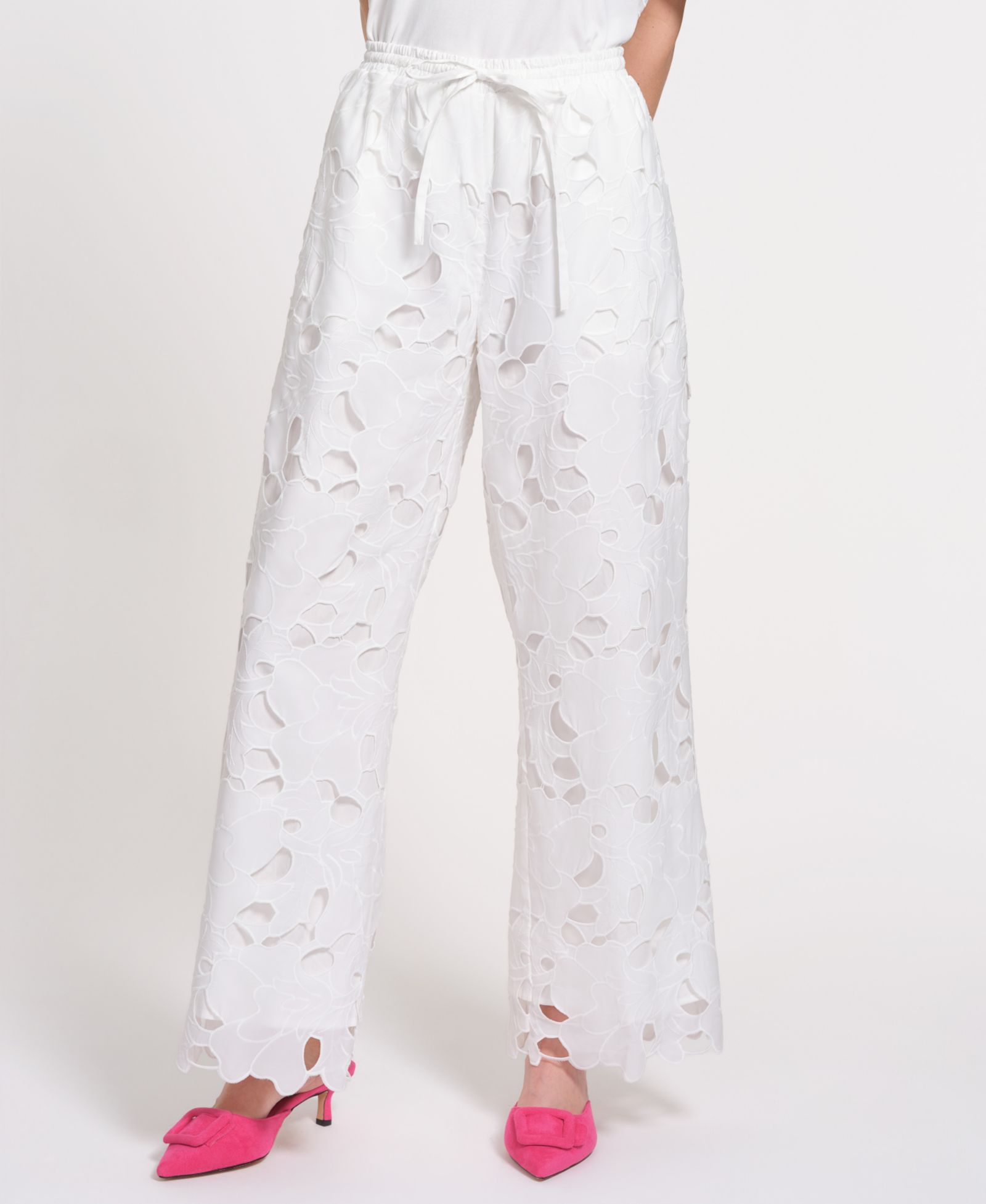Isaac Mizrahi Women's Eyelet Drawstring Pants