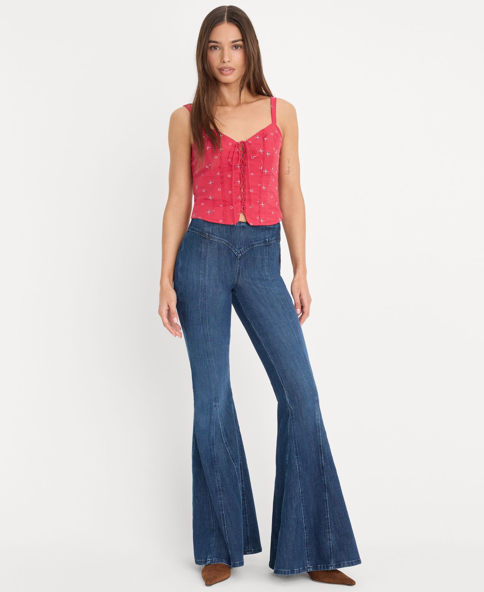 Good American Women's Dolly Joleans High-Rise Flared-Leg Jeans