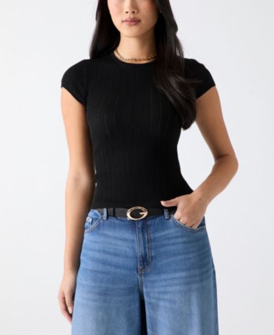 Женский свитер GUESS с коротким рукавом и текстурным узором