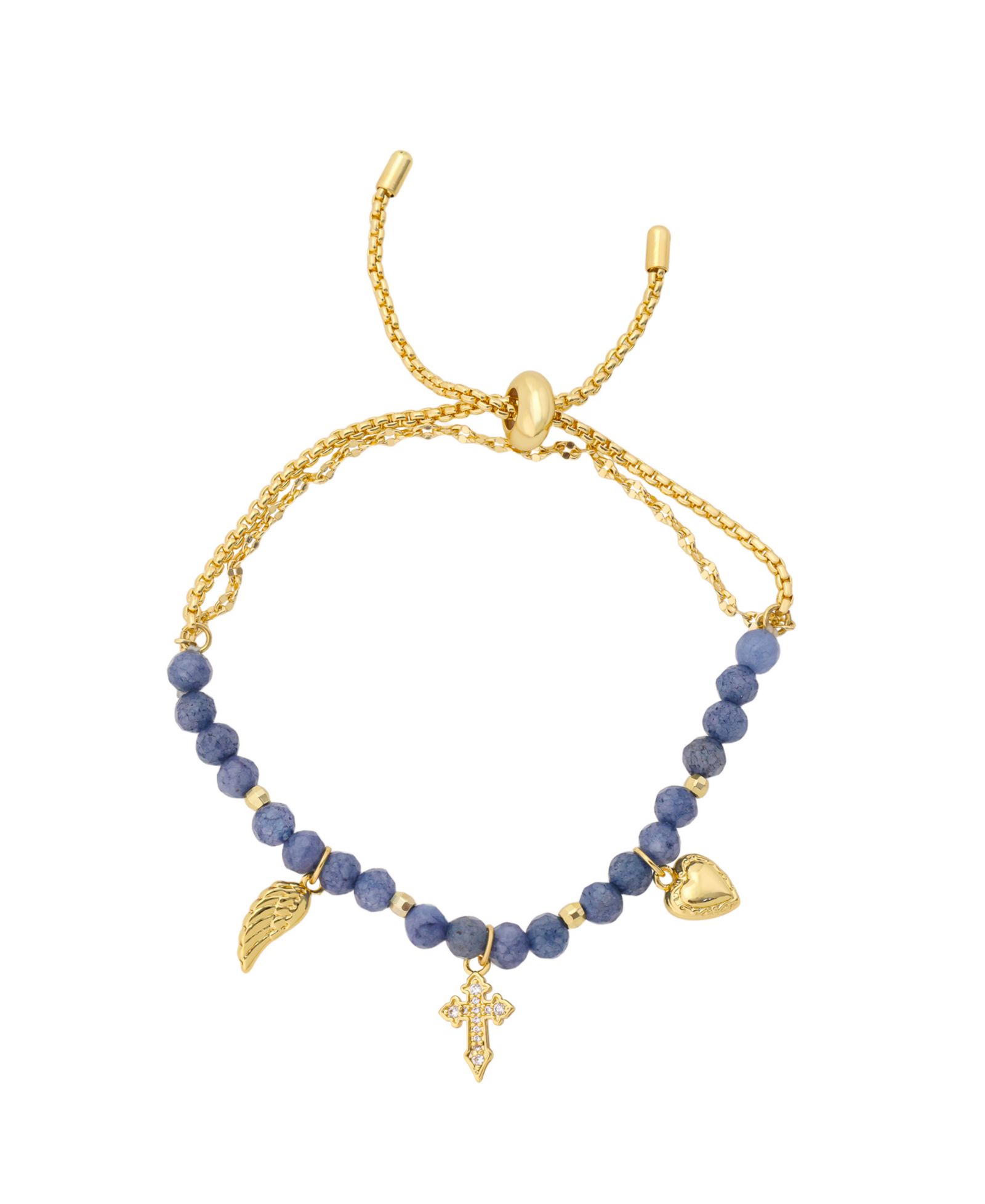 Unwritten Cubic Zirconia Beaded Layer Bracelet with Faith Charms