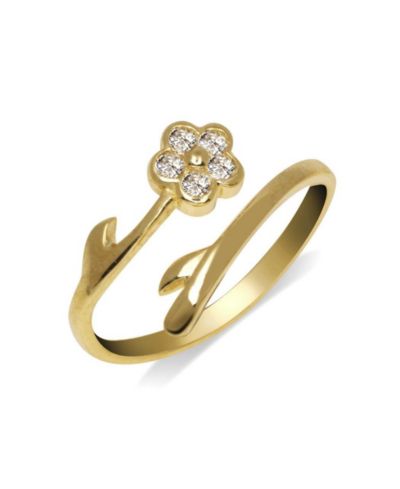 Кольцо Curata Jewelry Solid 10K Gold Cubic Zirconia Flower Wrap Toe