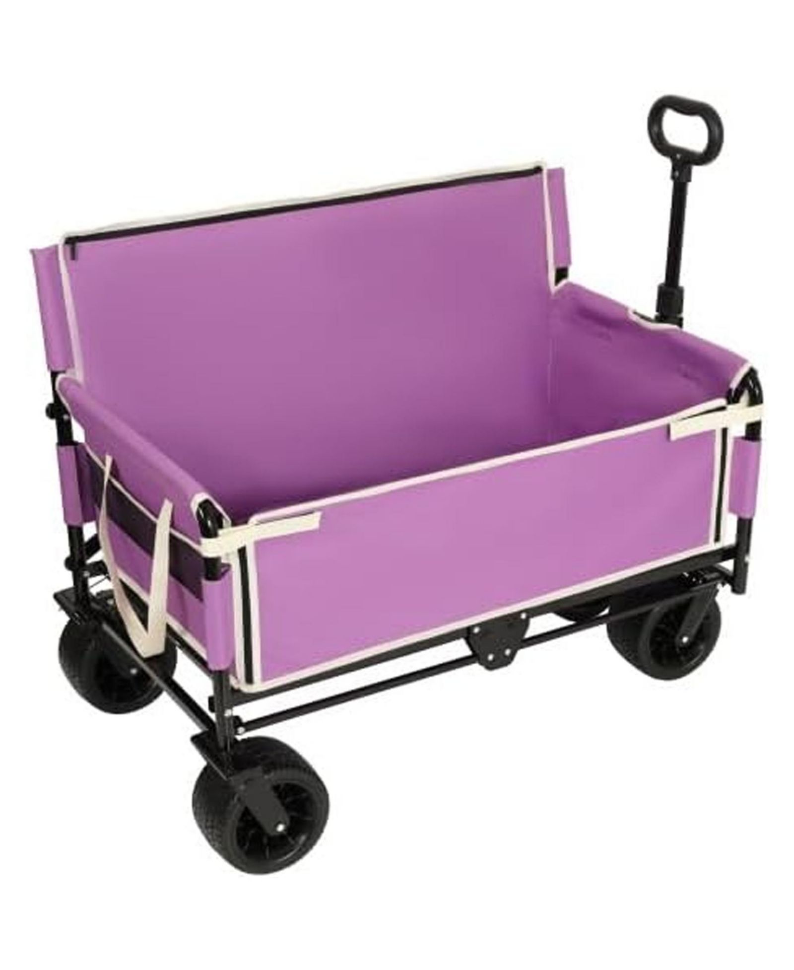 RAINSKEN Convertible Folding Wagon Cart - Heavy-Duty Utility Wagon with Bench Seat, All-Terrain Wheels and Storage for Camping, Beach, Garden