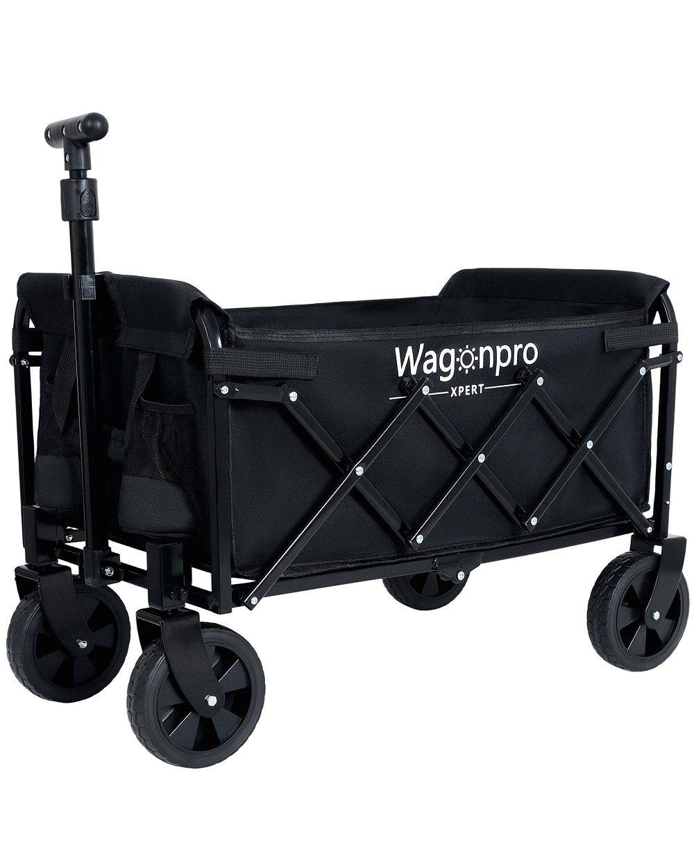 RAINSKEN All-in-One Convertible Folding Wagon Cart - Expandable Dual-Layer Wagon with All Terrain Wheels, 225lbs Capacity for Camping, Grocery