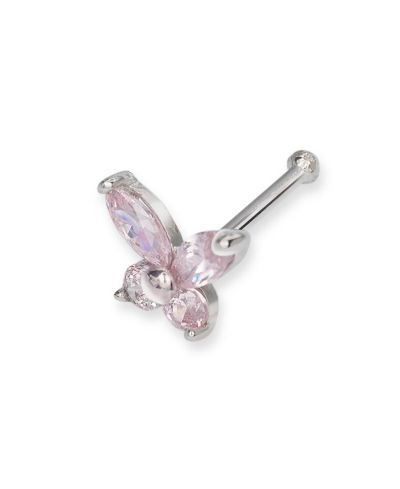 Серьга-гвоздик в нос Curata Jewelry с бабочкой из золота 14k и кубическим цирконием