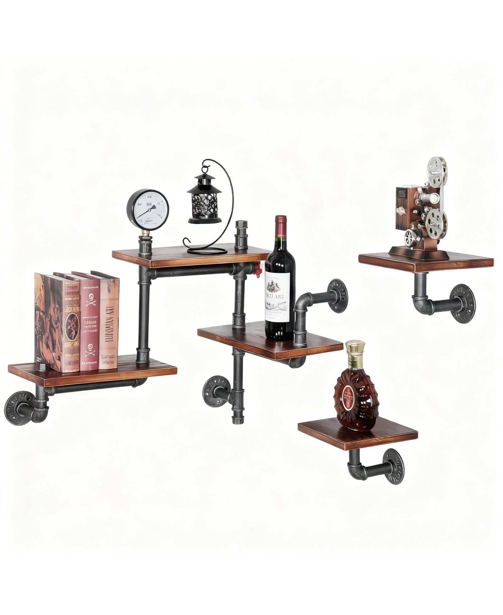 YIGII Настенные полки YIGII Industrial Rustic Pipe Shelves 5-Tier